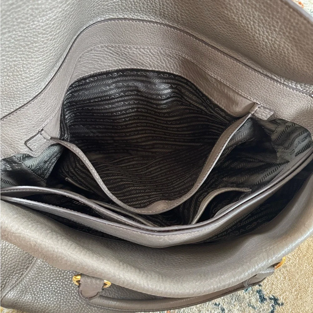 Prada Dark Gray Leather Tote Bag - Picture 7 of 16